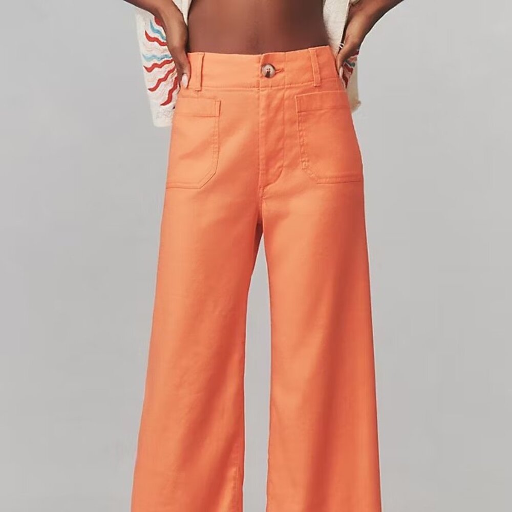 Anthropologie The Colette Cropped Wide-Leg Pants by Maeve Linen Edition 29 - Picture 6 of 10